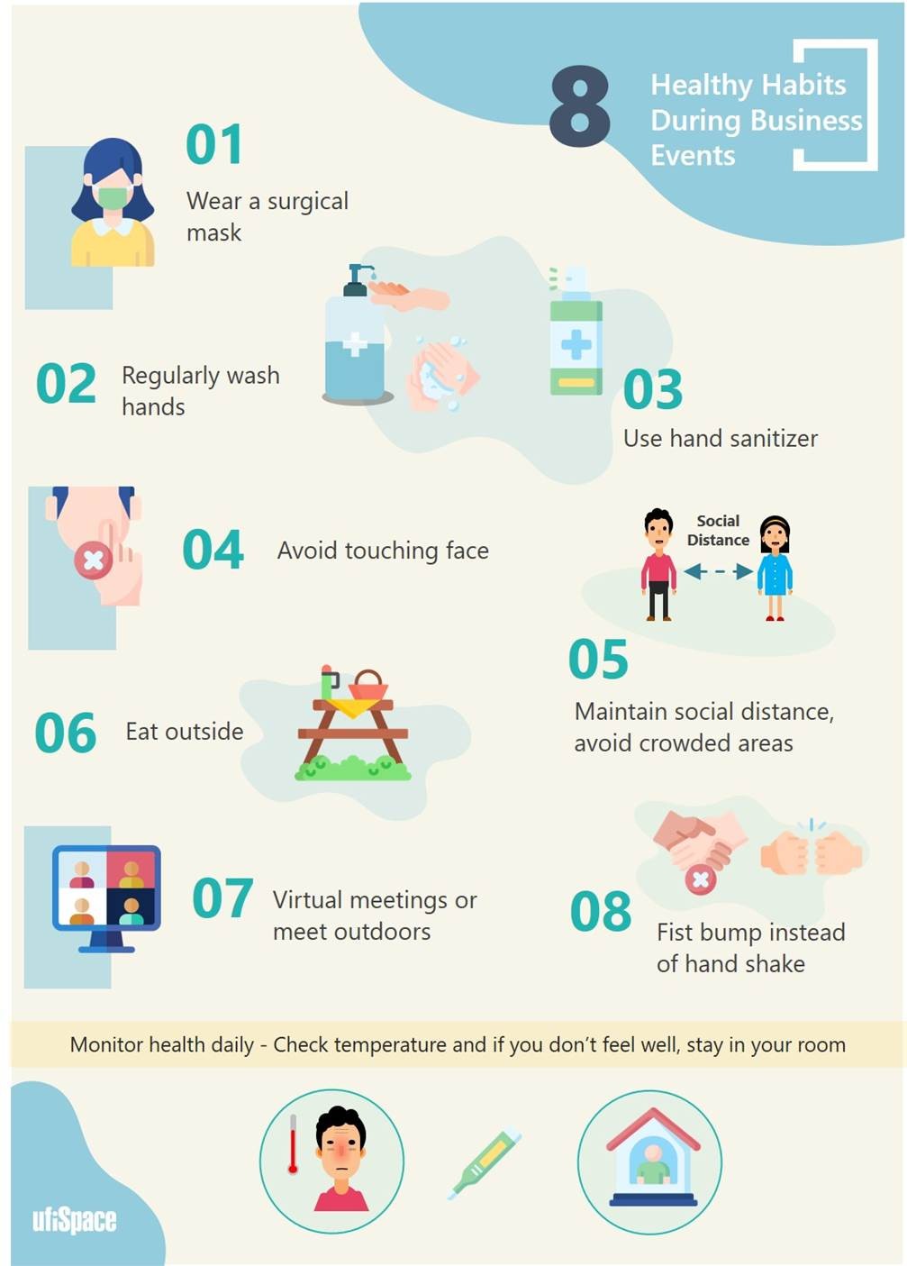 8 Healthy Habits for Business Events Infographic